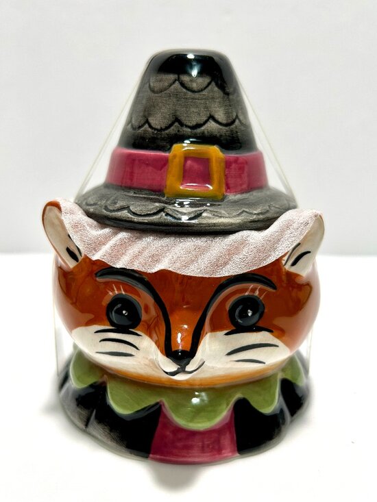 johanna parker Other - New 2026 Johanna Parker Thanksgiving Pilgrim Fox Critter Bowl Lidded Candy Jar